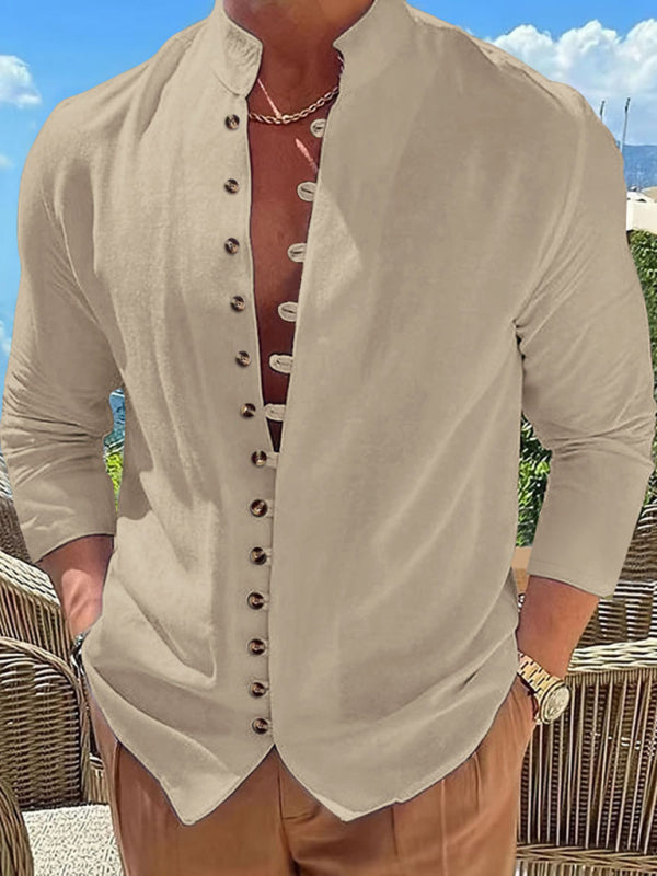 Men's FashionRetro Button Casual Long Sleeve Shirt