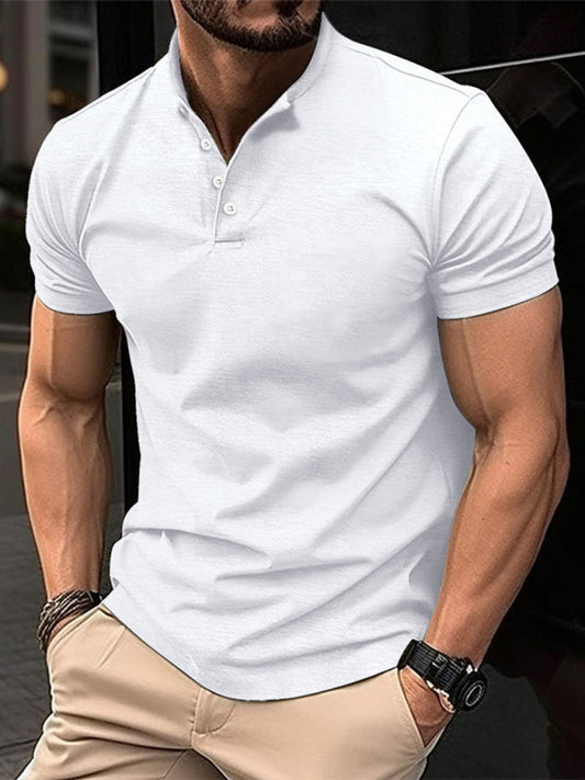 Men's Tanner Button Henley Collar Sports Polo Shirt