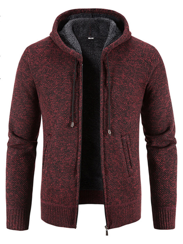 Men's Casual Knitted Hooded Cardigan Zipper Jacket
