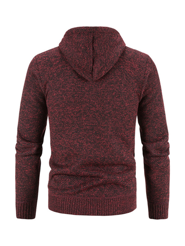 Men's Casual Knitted Hooded Cardigan Zipper Jacket