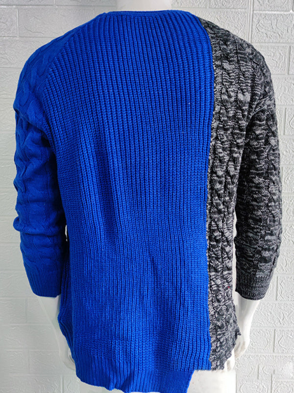 Men's Full Size Round Neck Long Sleeved Knit Slim Fit Sweater