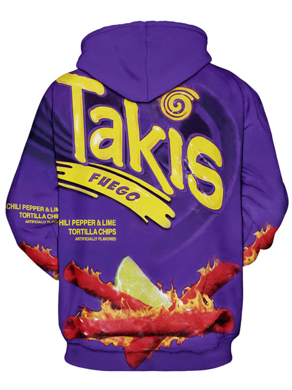 Men's Full Size TAKIS Chips Printed Casual Hooded Unisex Sweatshirt