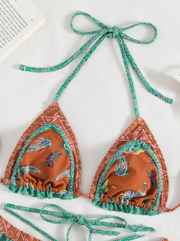 SandN'Sun Ethnic Print Halter Neck Tie Bikini