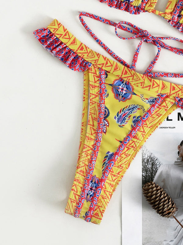 SandN'Sun Ethnic Print Halter Neck Tie Bikini