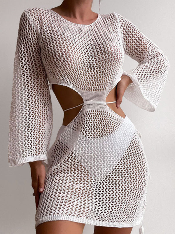 SoSexy Knitted Sexy See-Through Low-Waist Dress Bikini Cover-up
