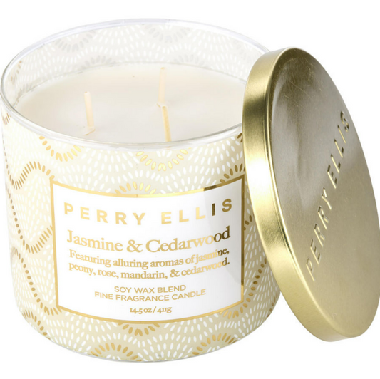 Perry Ellis Jasmine & Cedarwood Scented Candle 14.5 oz by Perry Ellis ❤️