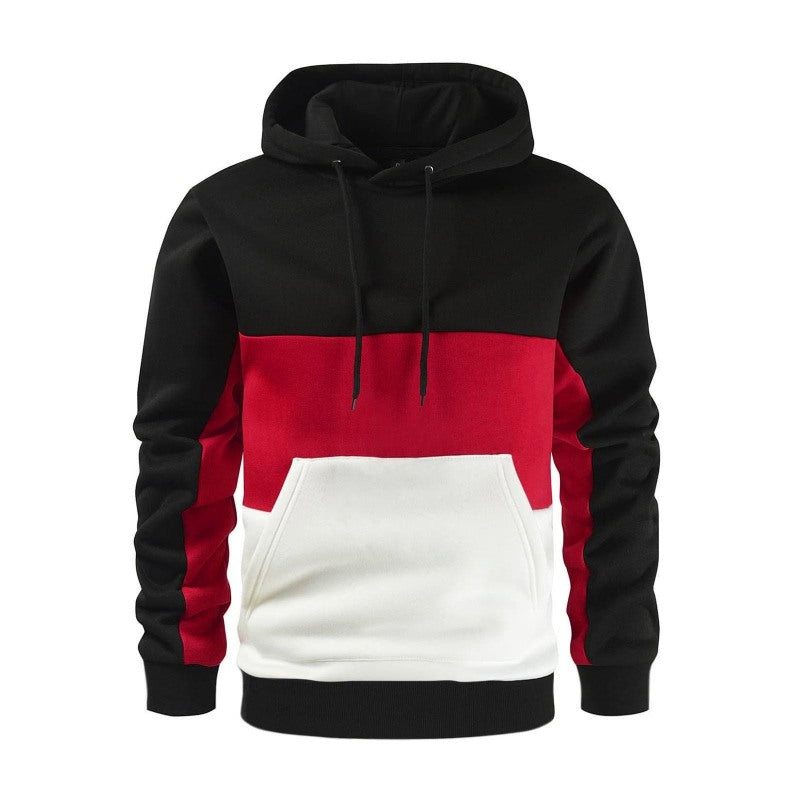 Men's Full Size Color Block Long Sleeve Hooded Sweatshirt