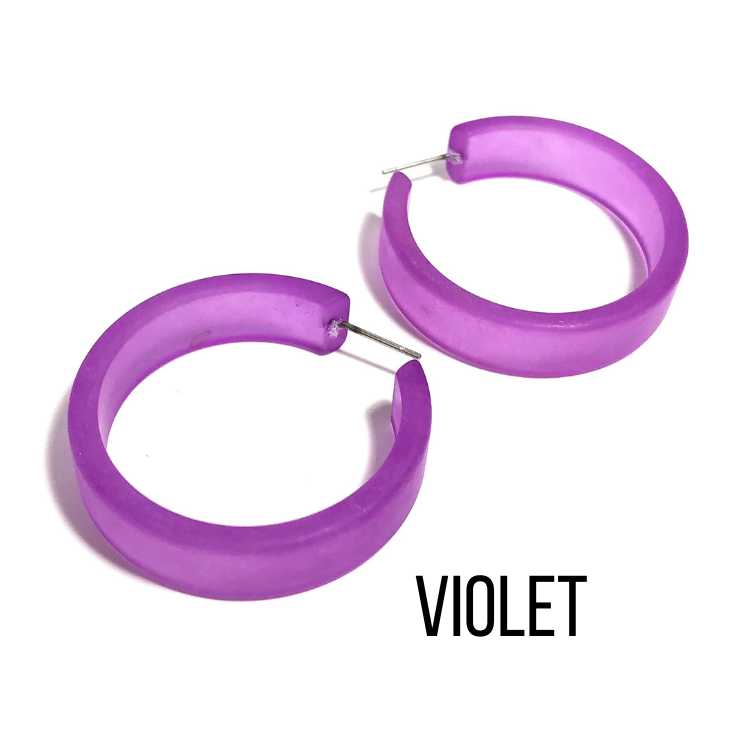 Portland Frosted Lucite Hoop Earrings