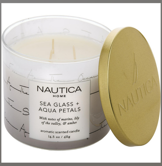 Nautica Aqua Petals & Sea Glass Scented Candle 14.5 oz by Nautica