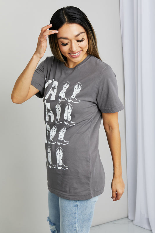 Women's mineB Full Size Y'ALL Cowboy Boots Graphic Tee