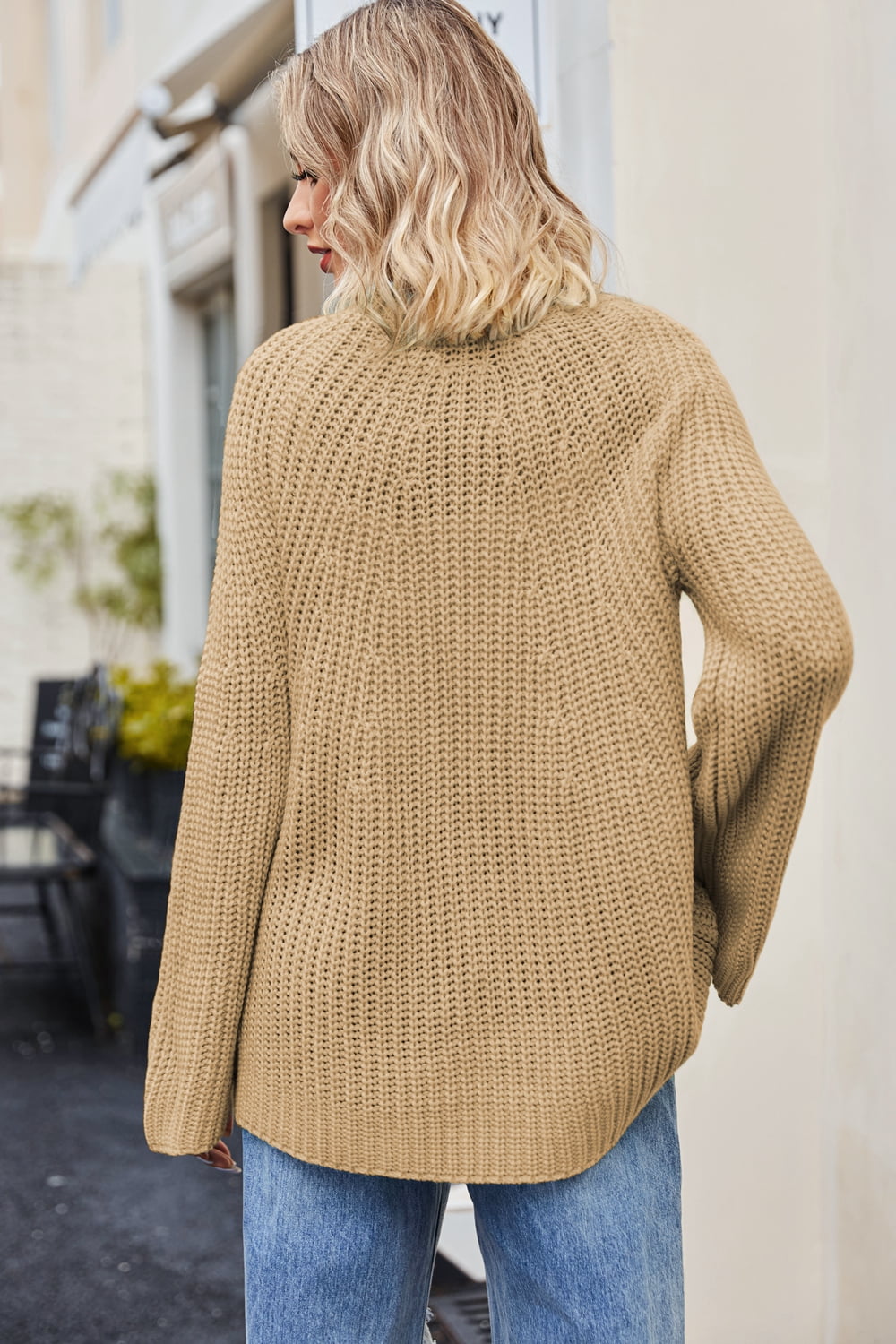 M&Matilda Raglan Sleeve Waffle Knit Sweater