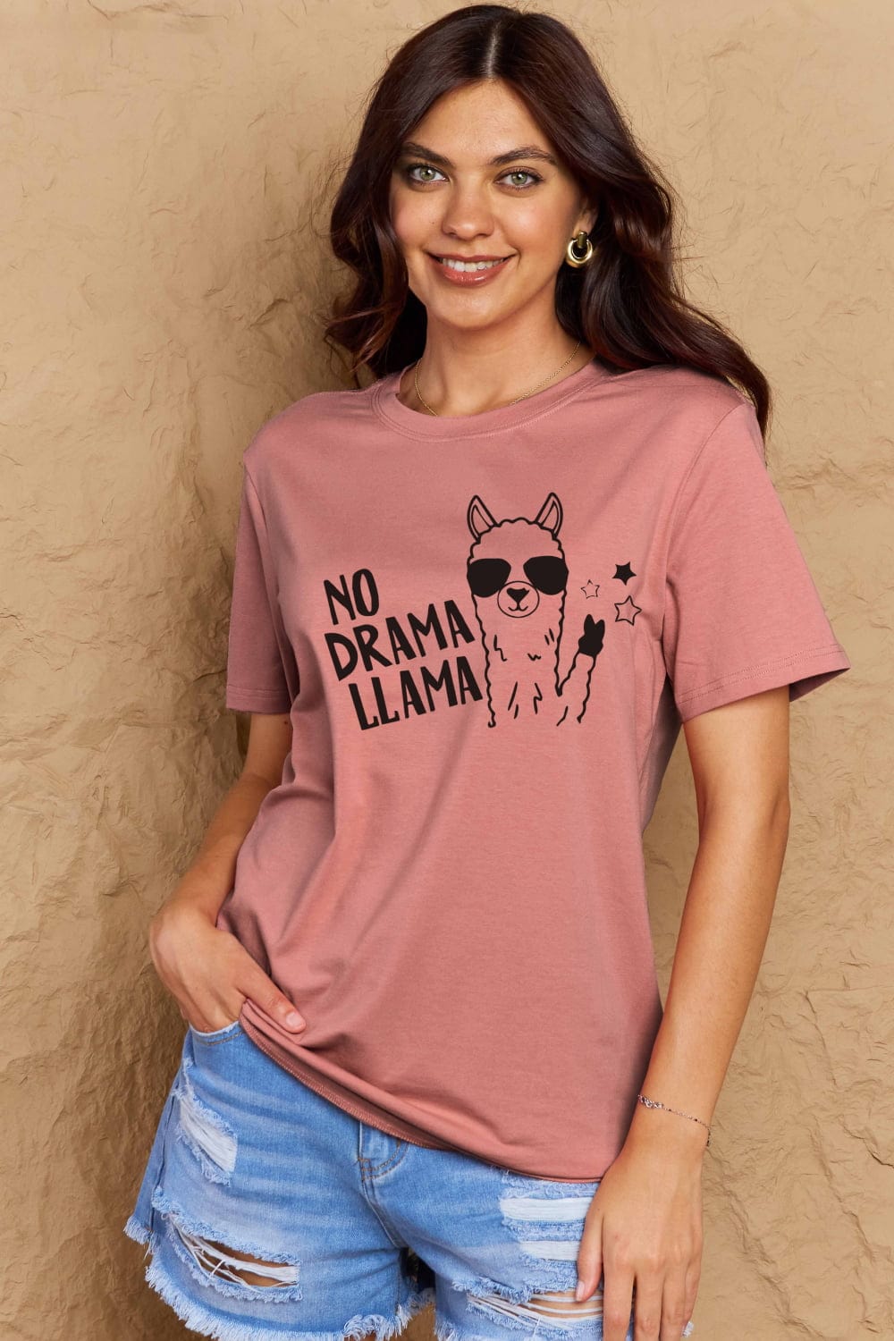 Malibu Dreams Simply Love Full Size NO DRAMA LLAMA Graphic Cotton Tee