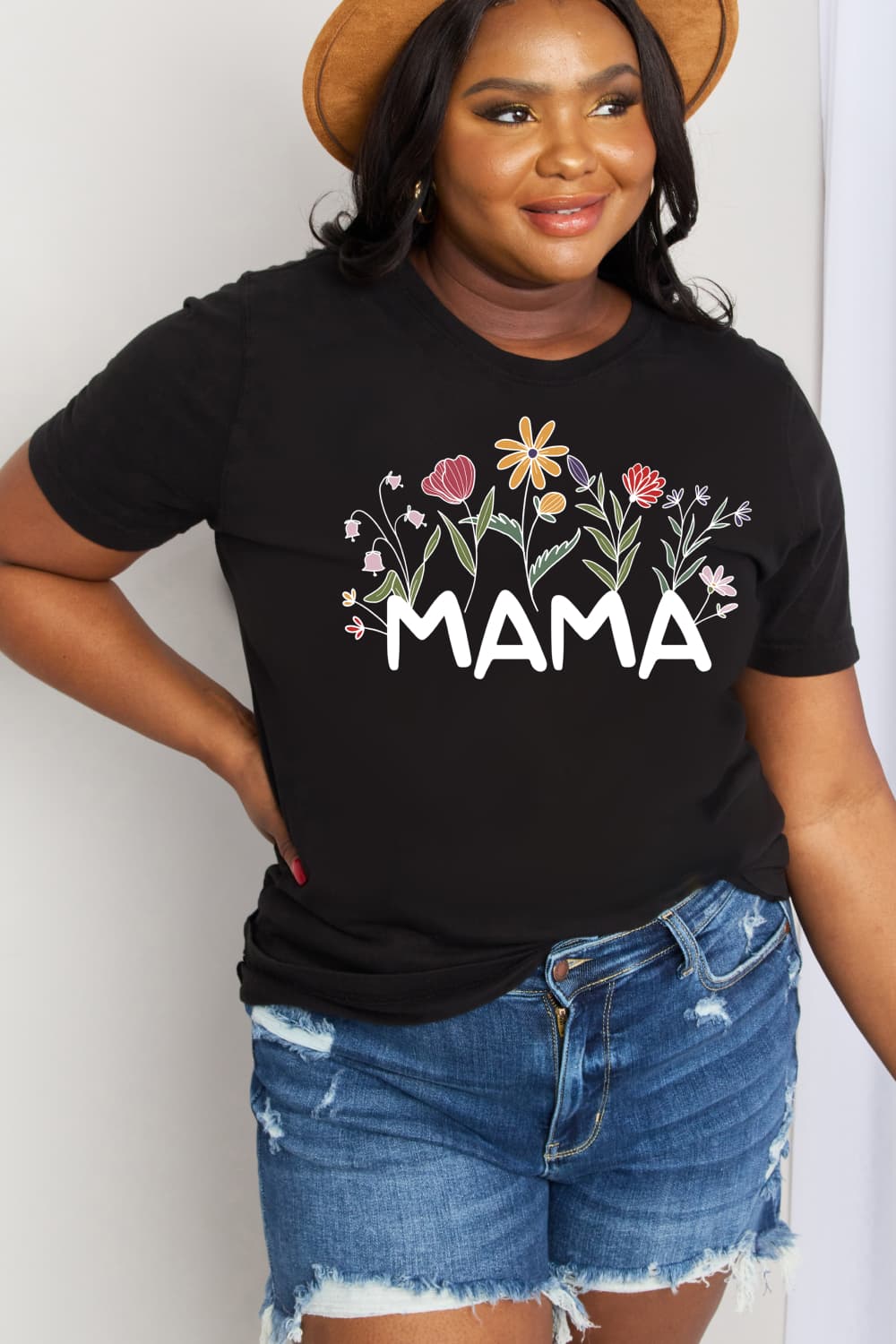 Simply Love Full Size MAMA Flower Graphic Cotton Tee