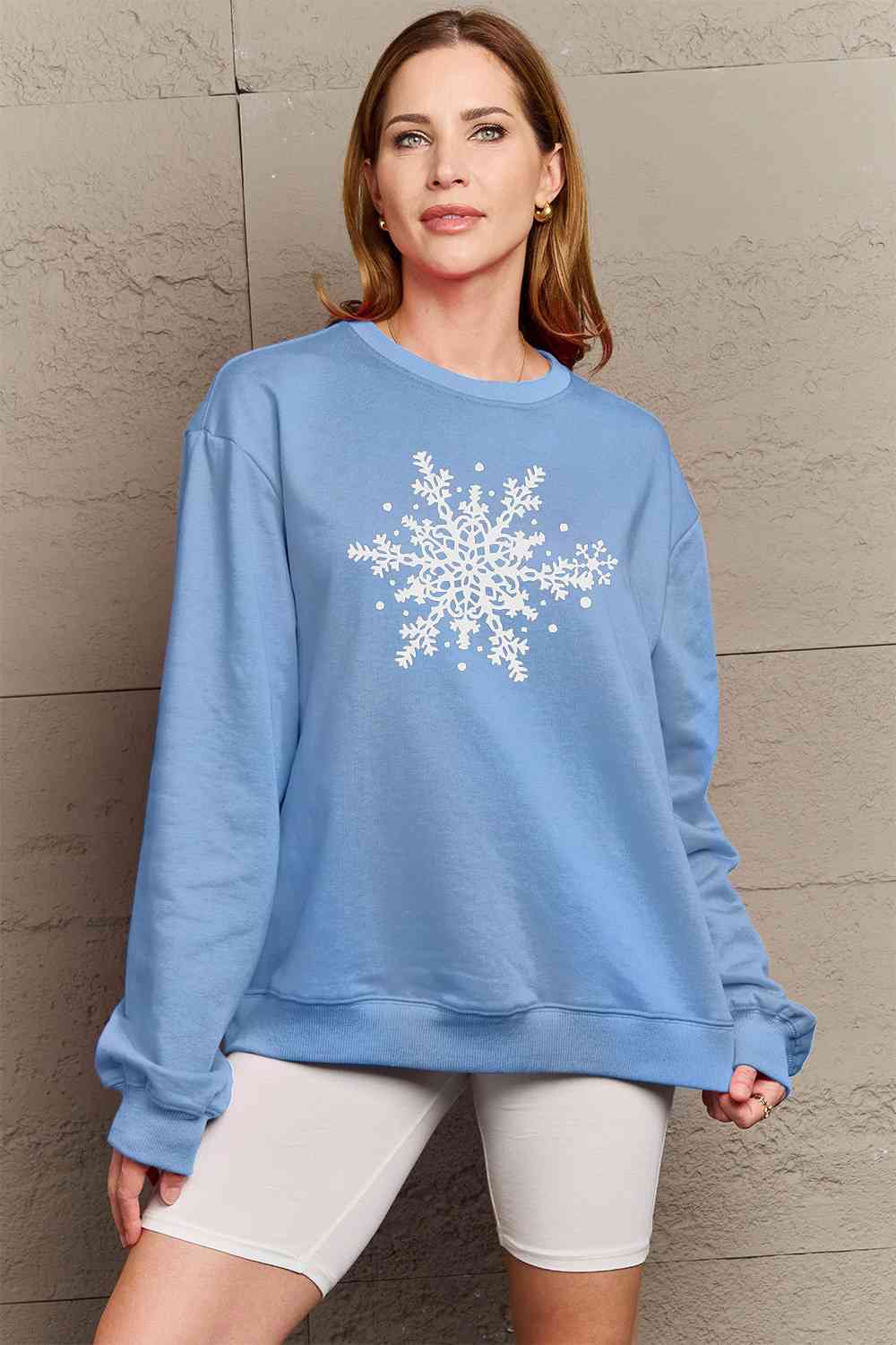 Simply Love Full Size Christmas Snowflake Graphic Sweatshirt