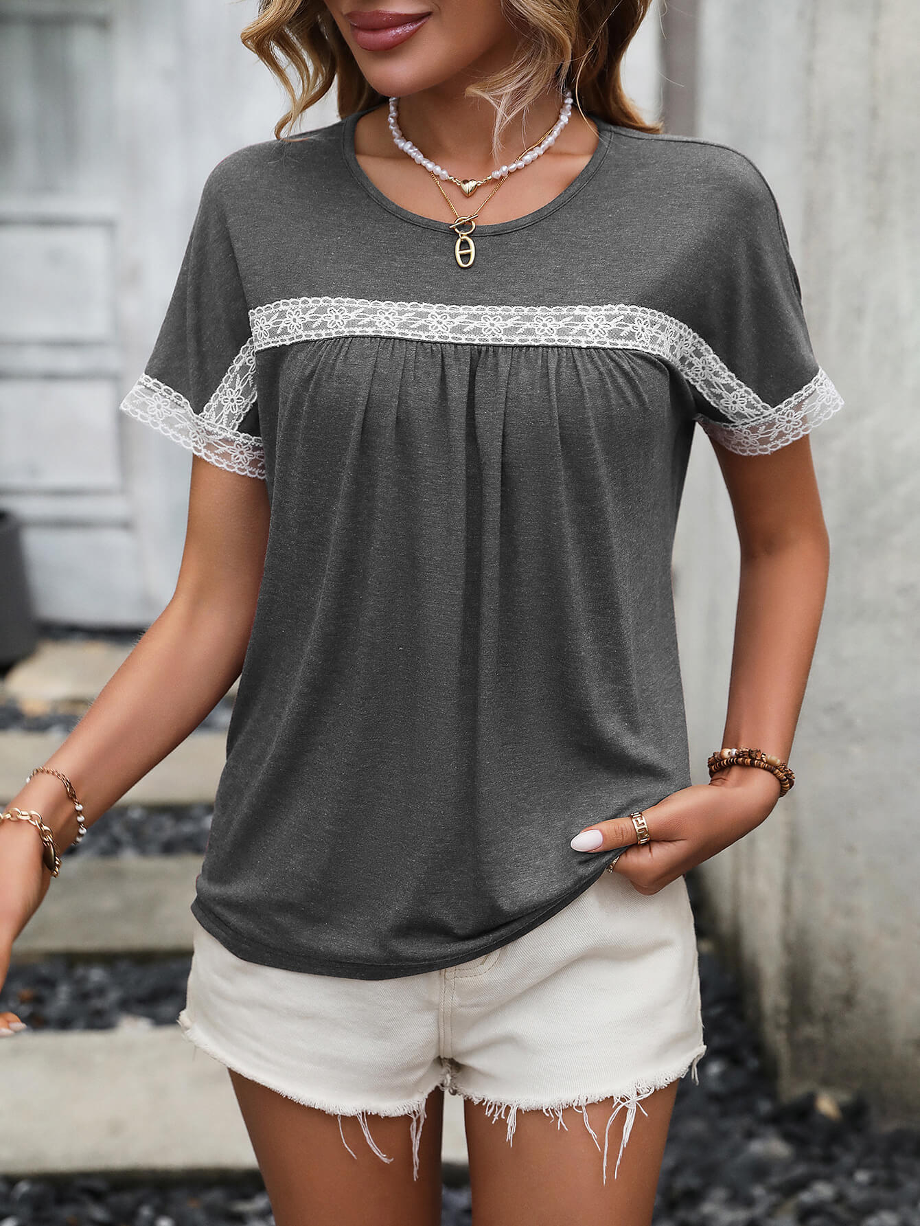 Women's Bryony Contrast Round Neck Short Sleeve Tee