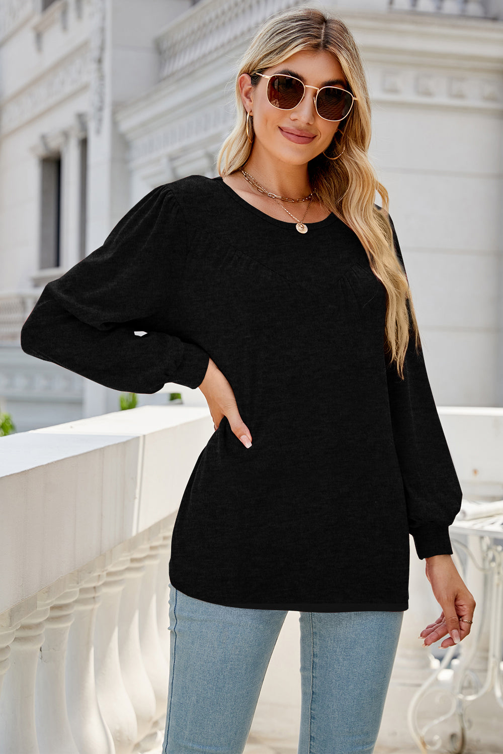 Full Size Round Neck Long Sleeve Top