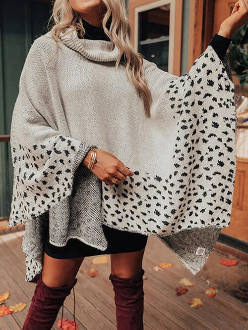 Slightly Basic Leopard Turtleneck Poncho