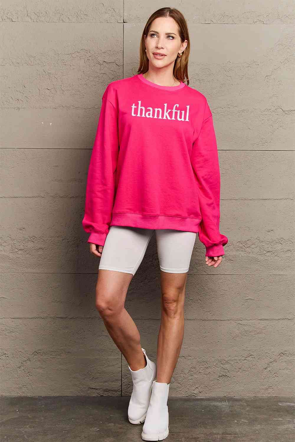 Simply Love Full Size Thanksgiving THANKFUL Graphic Sweatshirt