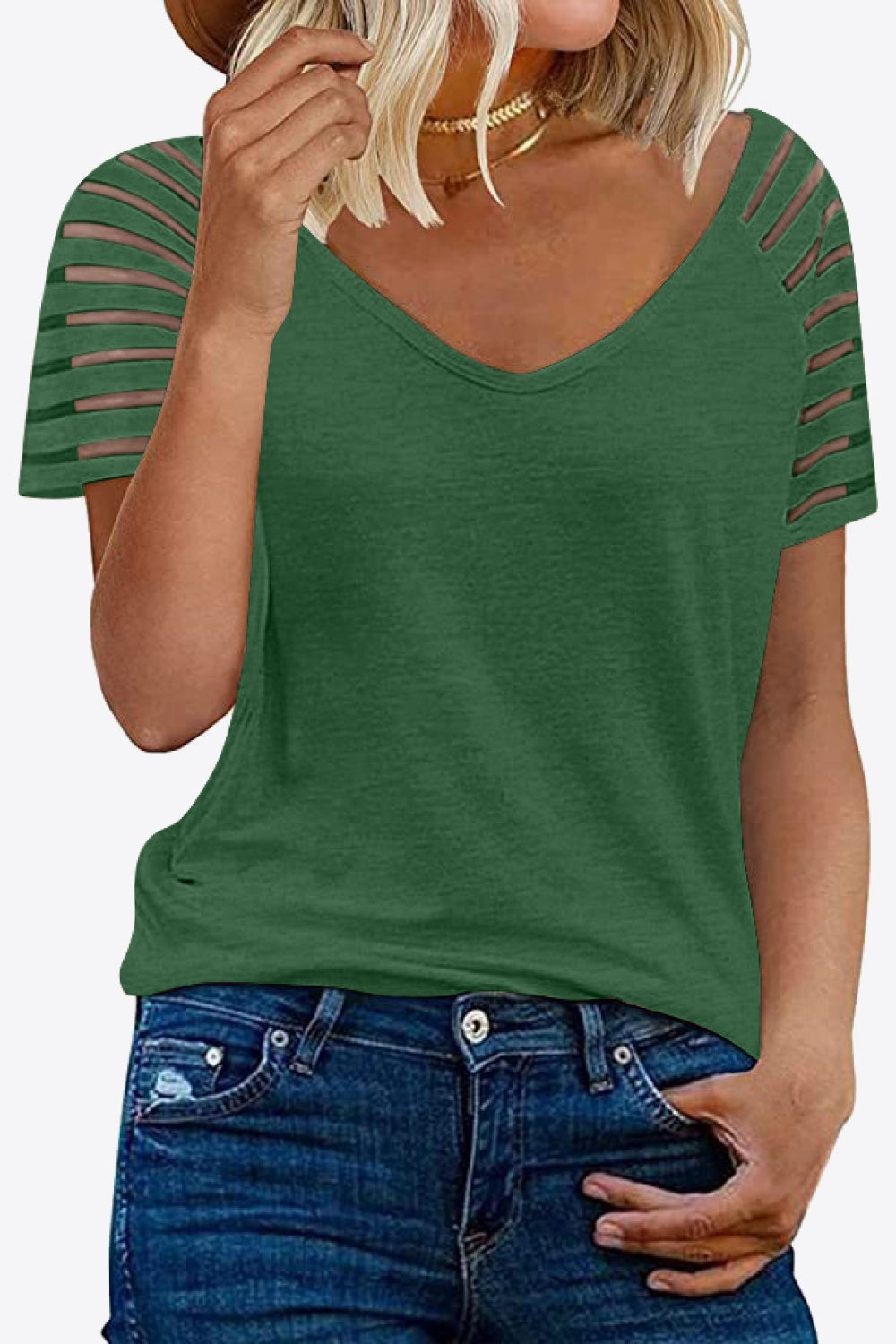 Full Size V-Neck Raglan Sleeve Tee