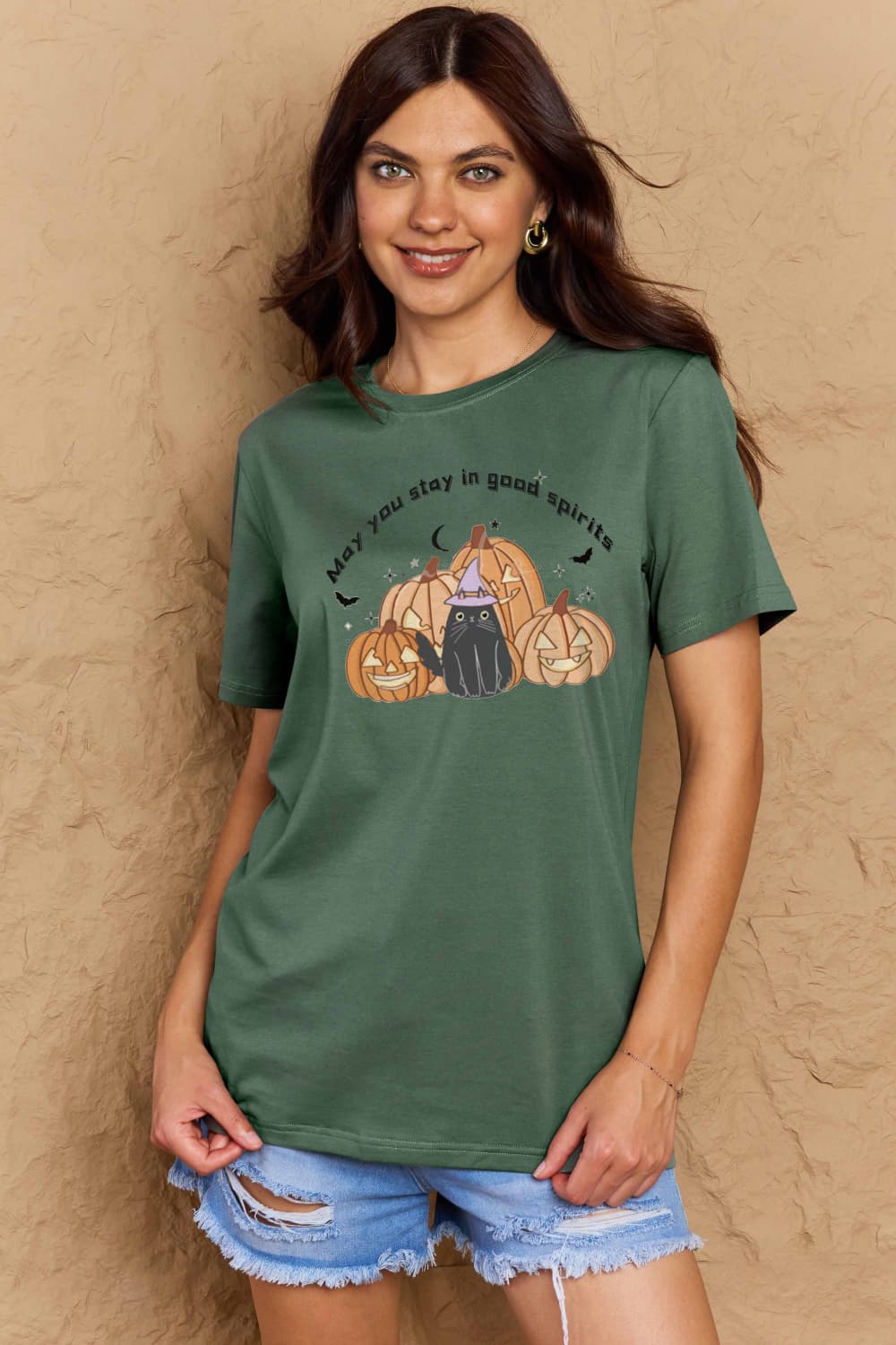 Simply Love Full Size Halloween MAY YOU STAY IN GOOD SPIRITS Graphic Cotton T-Shirt