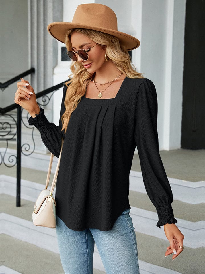 Full Size Square Neck Puff Sleeve Blouse