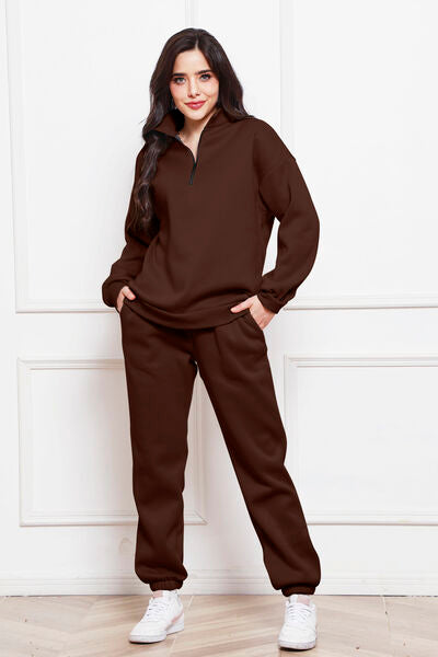 Comfy n' Cozy Half Zip Long Sleeve Sweatshirt and Pants Set