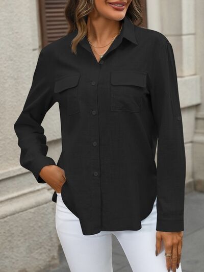 Women's Celeste Button Up Pocketed Long Sleeve Shirt