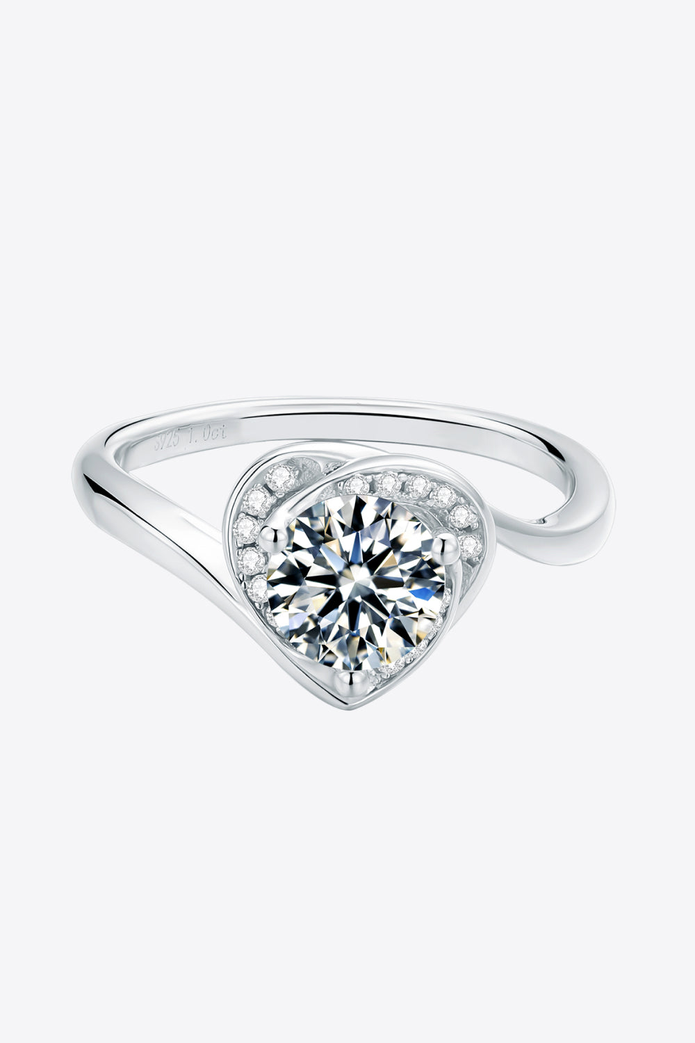 Women's 1 Carat Moissanite 925 Sterling Silver Heart Ring