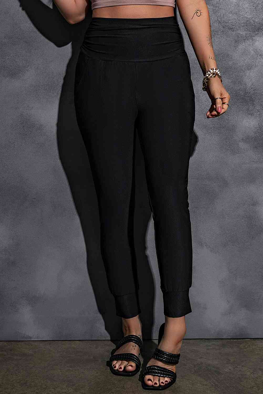 BasicBabe High-Rise Wide Waistband Joggers