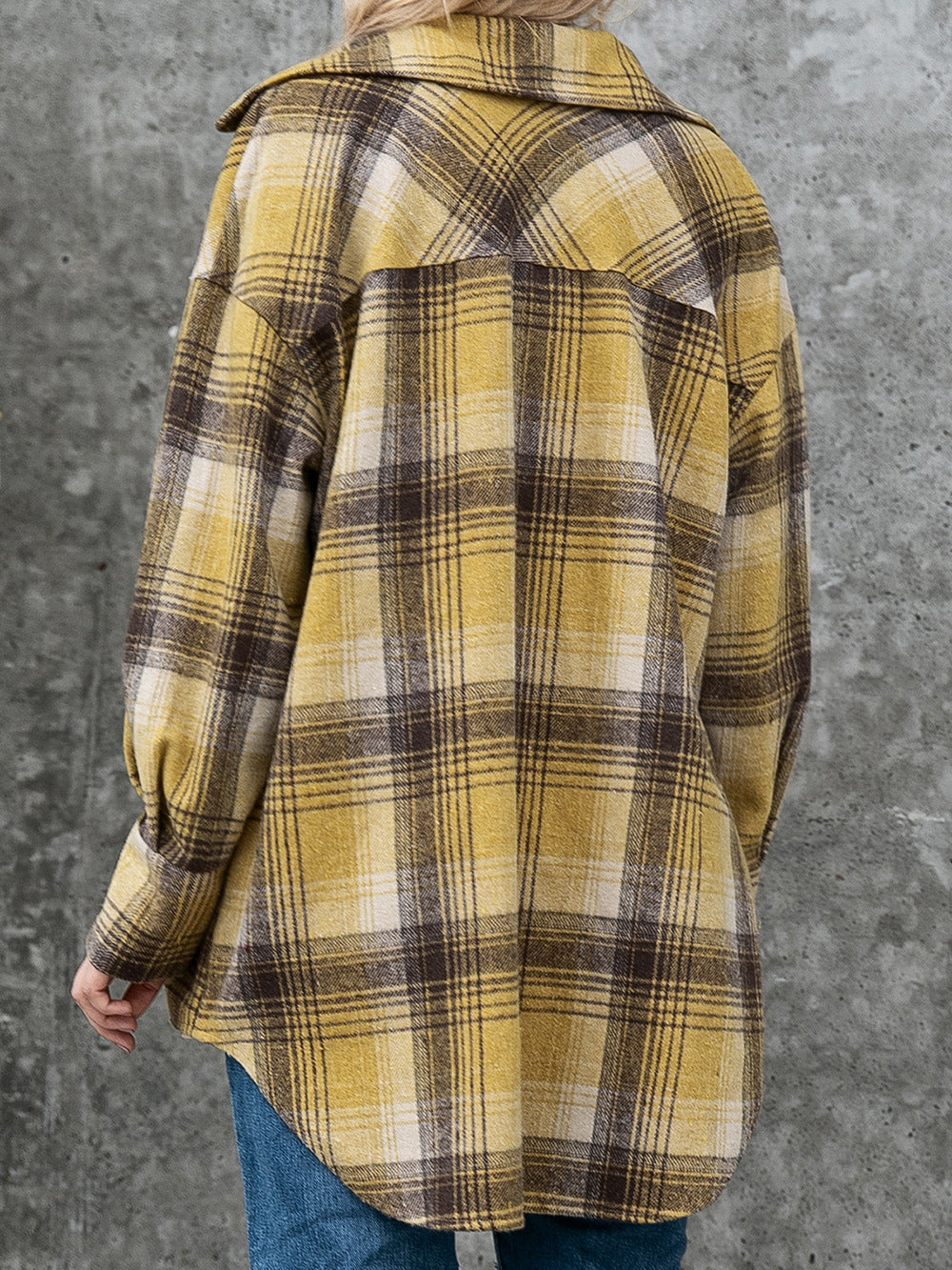 Plaid Collared Neck Long Sleeve Shirt