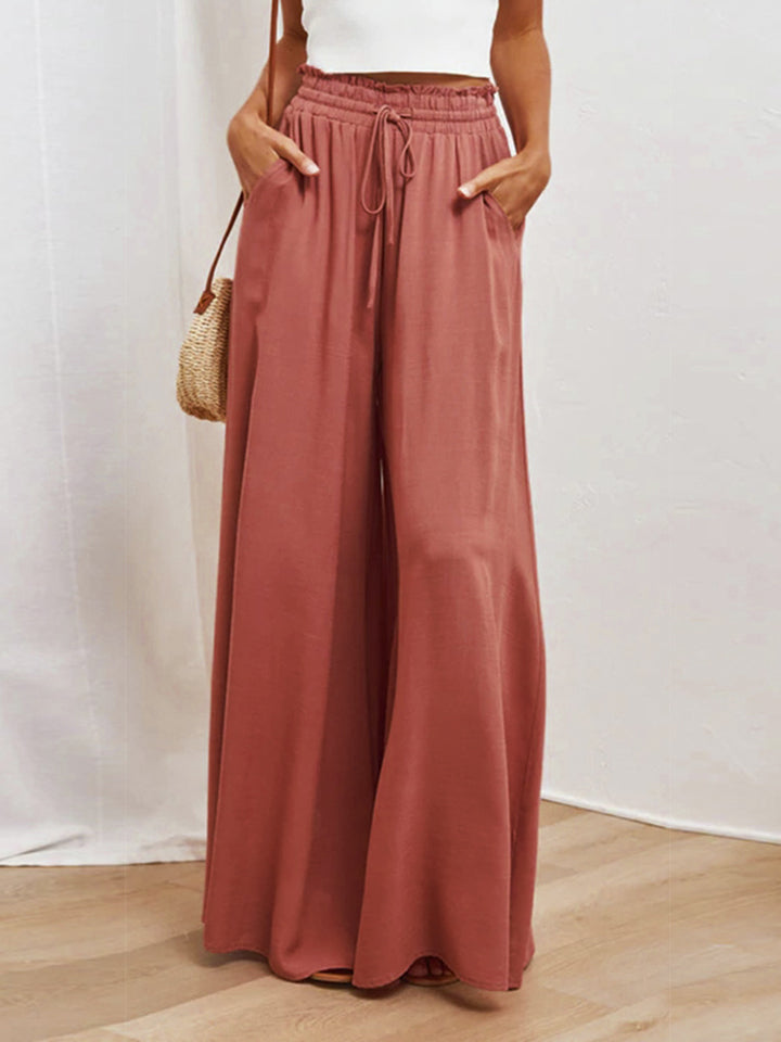 JabrowBee Drawstring Waist Wide Leg Pants