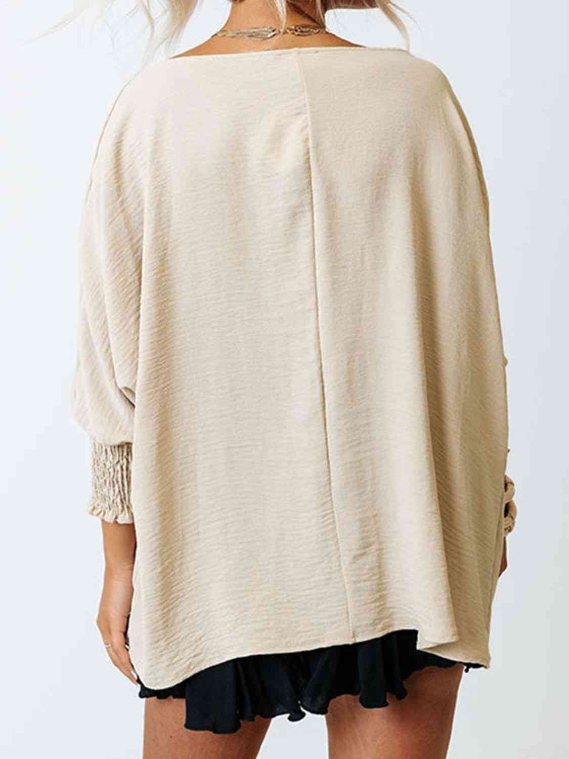 Aurora Lea Boat Neck Three-Quarter Sleeve Blouse