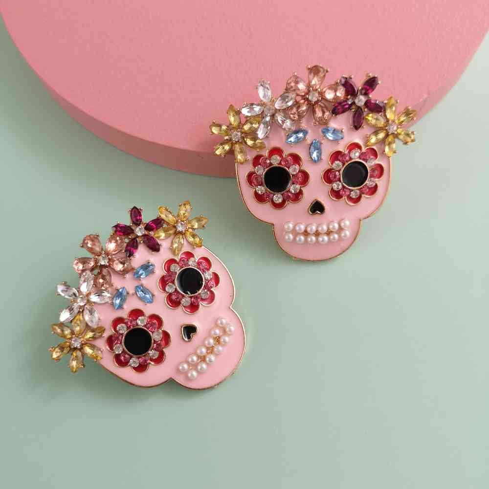 Halloween Skull Rhinestone Alloy Earrings