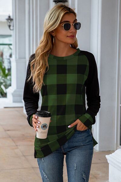 Women's Jasira Plaid Round Neck Long Sleeve T-Shirt