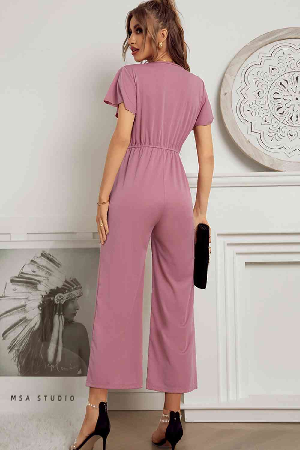 PAJumpers Flutter Sleeve Surplice Jumpsuit