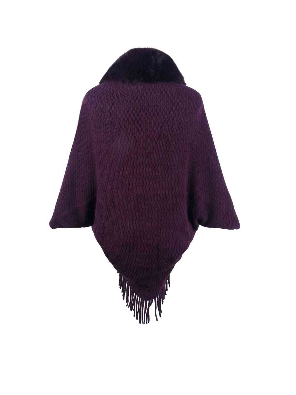 Woman Defined One Size Open Front Fringe Hem Poncho