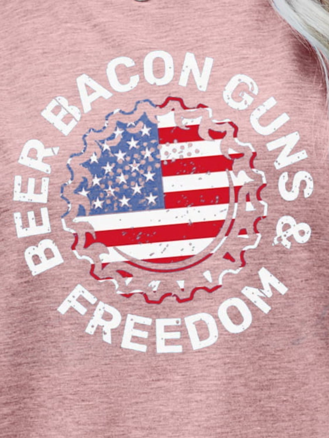 Malibu Dreams BEER BACON GUNS & FREEDOM US Flag Graphic Tee