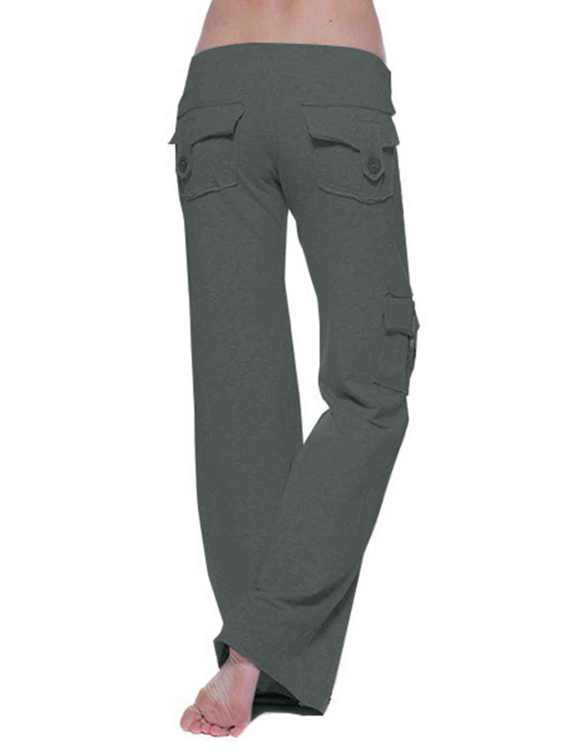 FAITHWALK Mid Waist Pants with Pockets