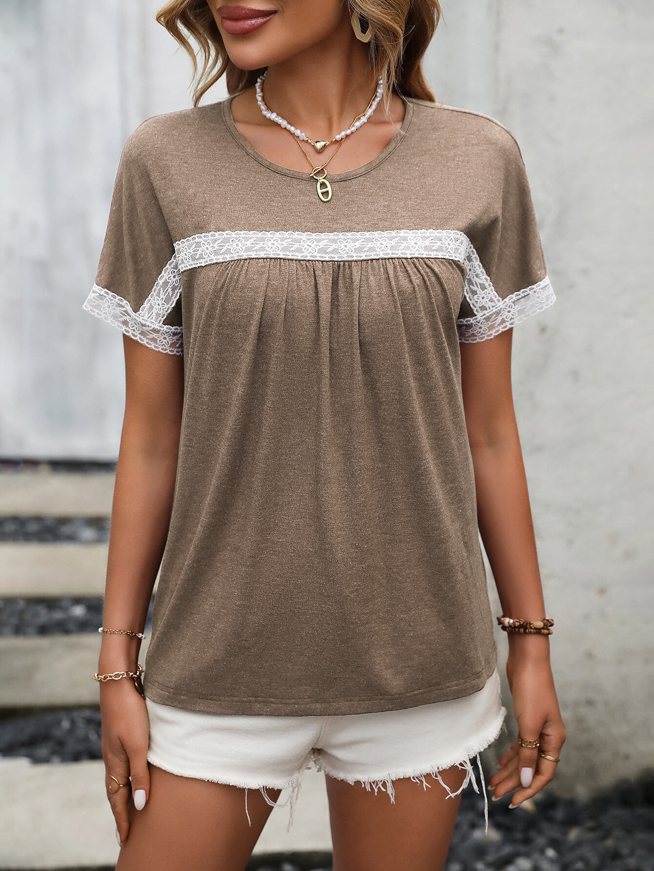 Women's Bryony Contrast Round Neck Short Sleeve Tee