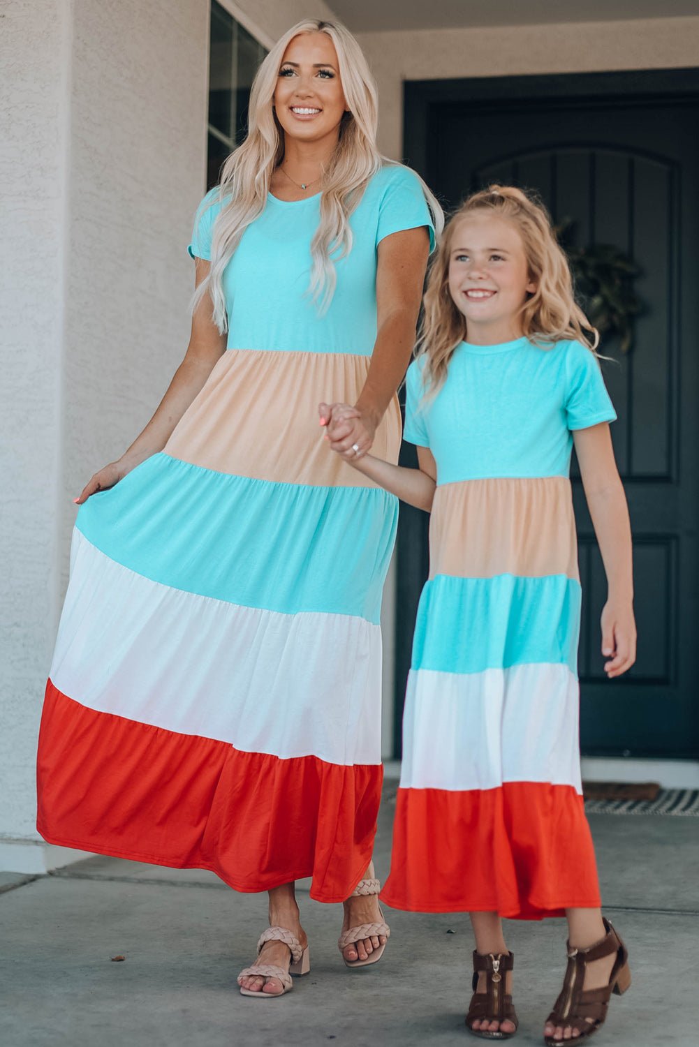 YOUTH GIRLS Color Block Round Neck Maxi Dress SZ 4Y-13Y 🐶