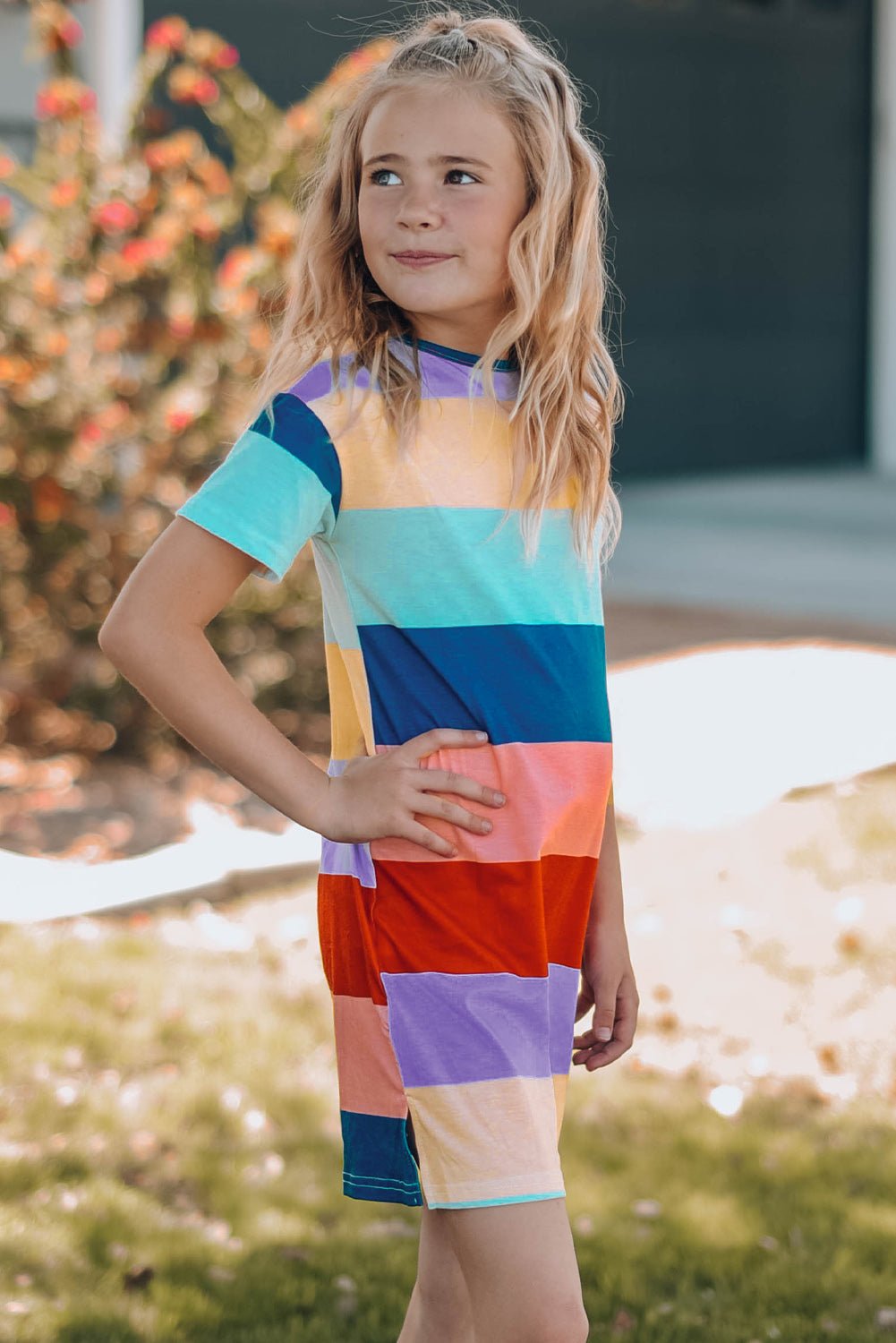 YOUTH GIRLS Color Block Side Slit Mini Dress SZ 4Y-11Y 🐶