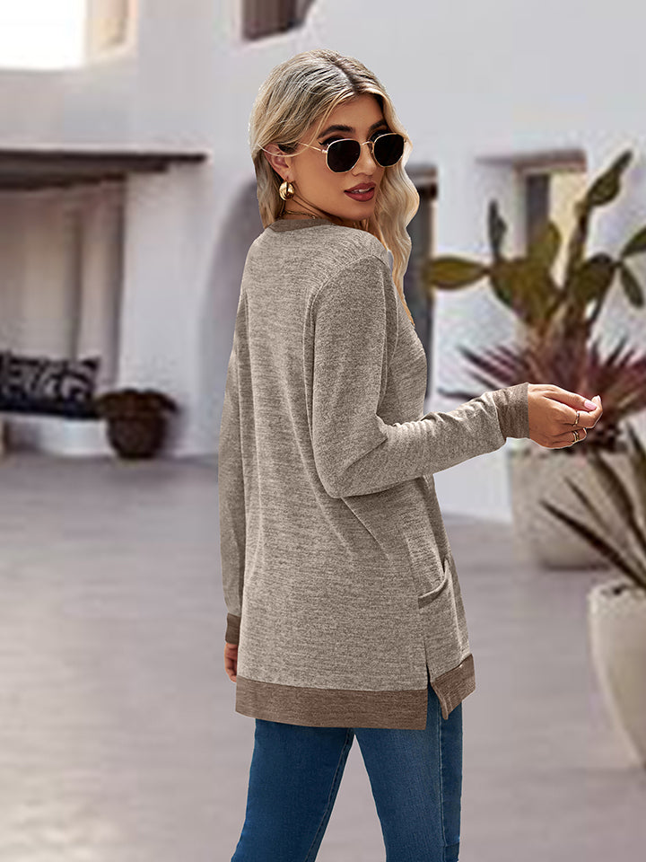 Full Size Round Neck Long Sleeve Blouse