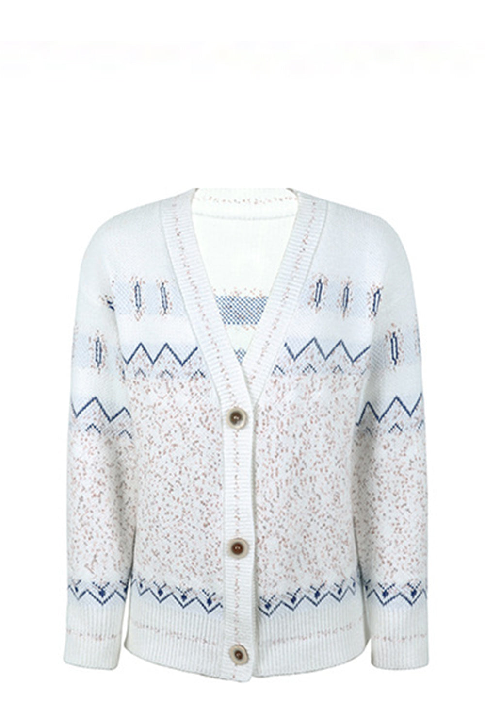 SavannahTree Printed V-Neck Buttoned Cardigan