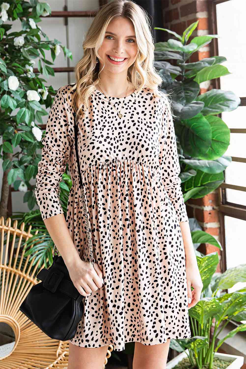 Women's Sarah Printed Round Neck Long Sleeve Dress