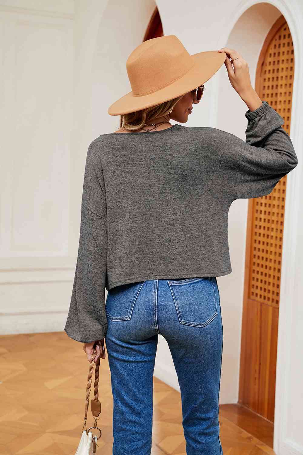 Full Size V-Neck Long Sleeve Top