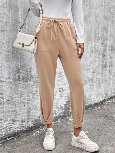 Savannah Lynn Drawstring Straight Pants with Pockets