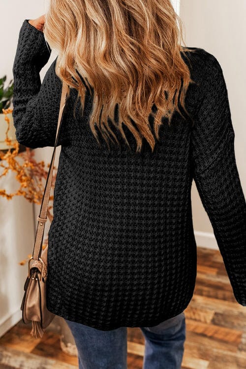 LoversLane Openwork Round Neck Long Sleeve Sweater