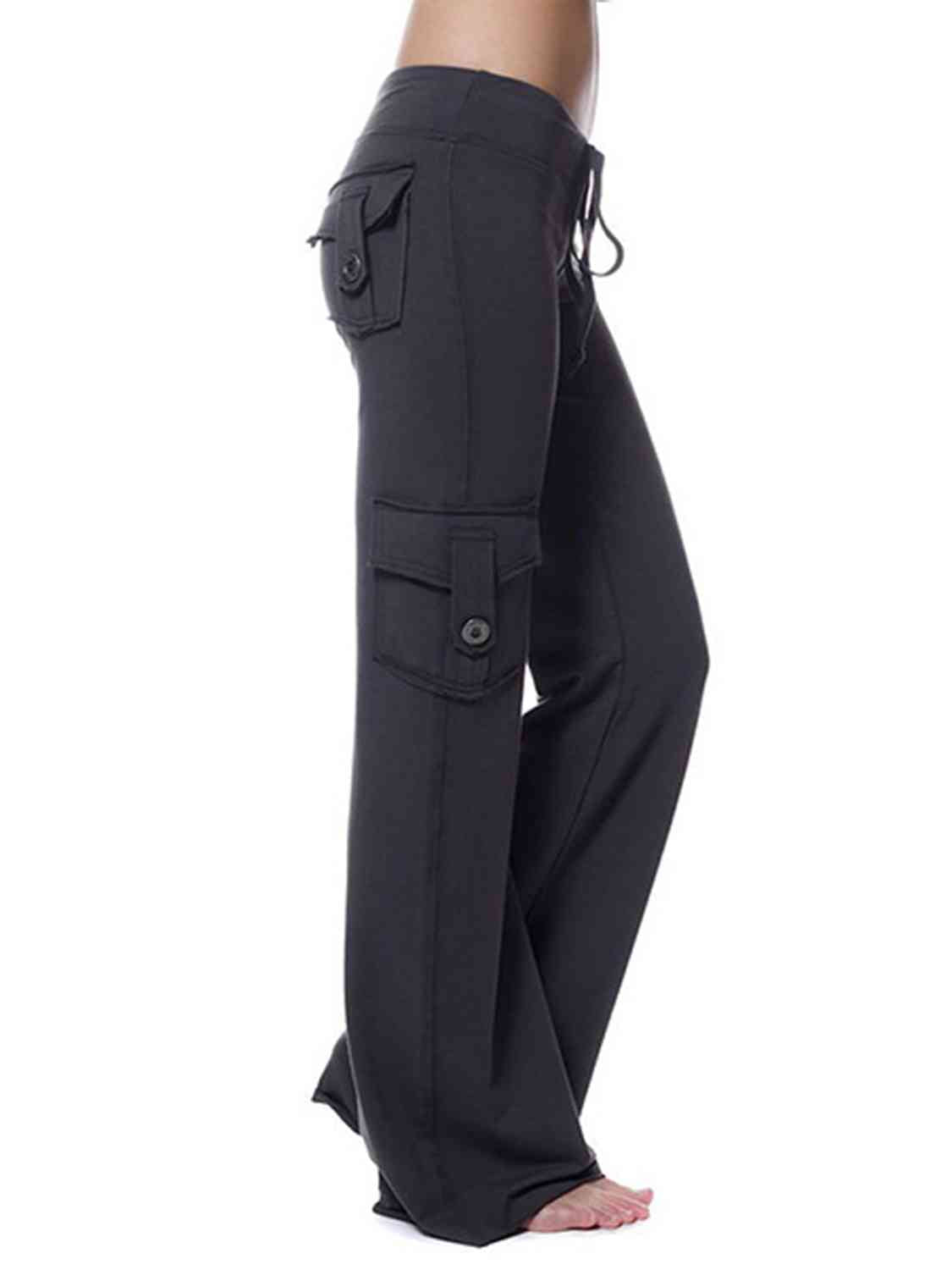 FAITHWALK Mid Waist Pants with Pockets