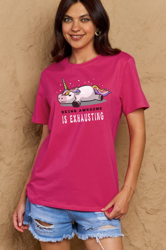 Malibu Dreams Simply Love Full Size BEING AWESOME IS EXHAUSTING Graphic Cotton Tee