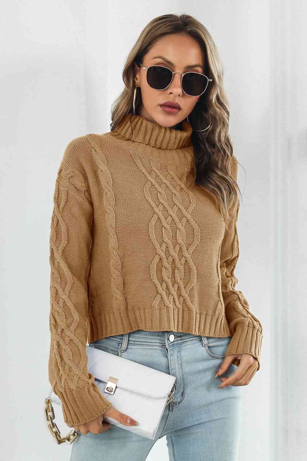 KnitwearTime Turtleneck Dropped Shoulder Sweater